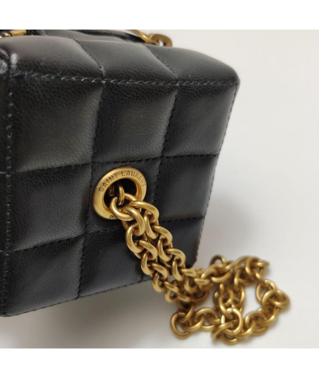SAINT LAURENT Черная кожаная сумка с короткими ручками, фото 7