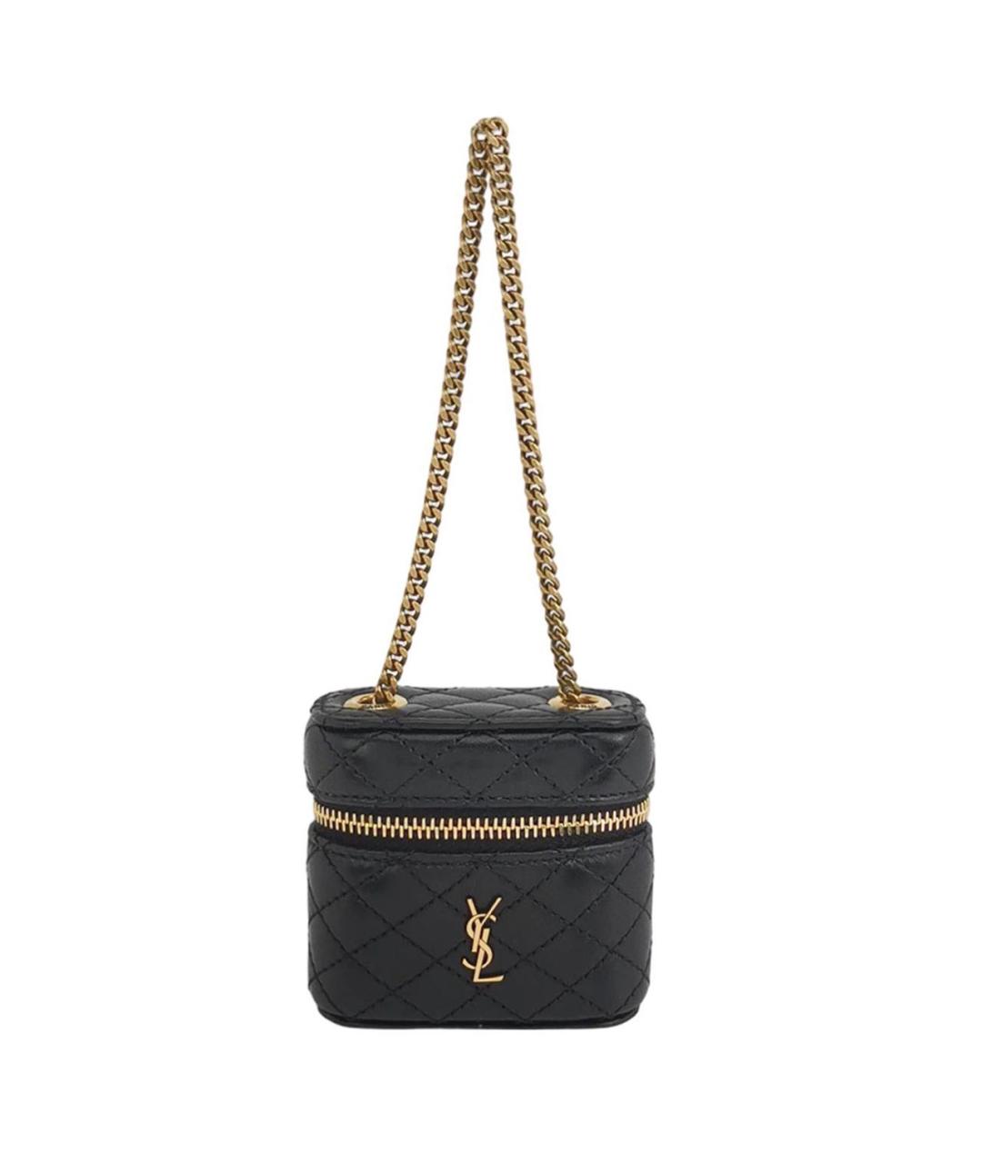SAINT LAURENT Черная кожаная сумка с короткими ручками, фото 1