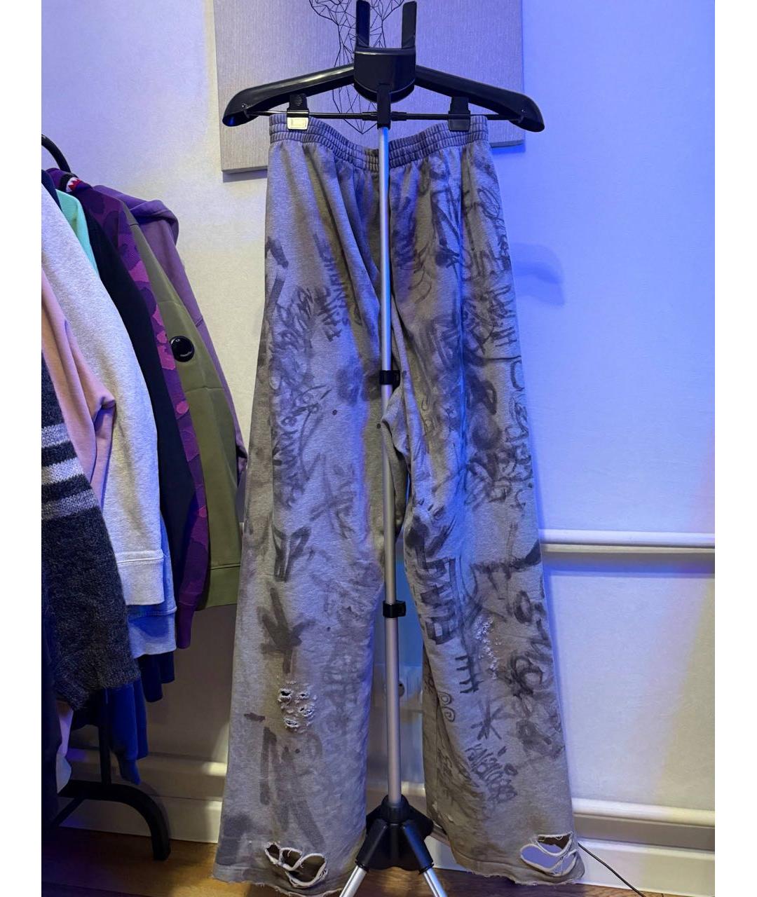 BALENCIAGA Серые хлопковые спортивные брюки и шорты, фото 2