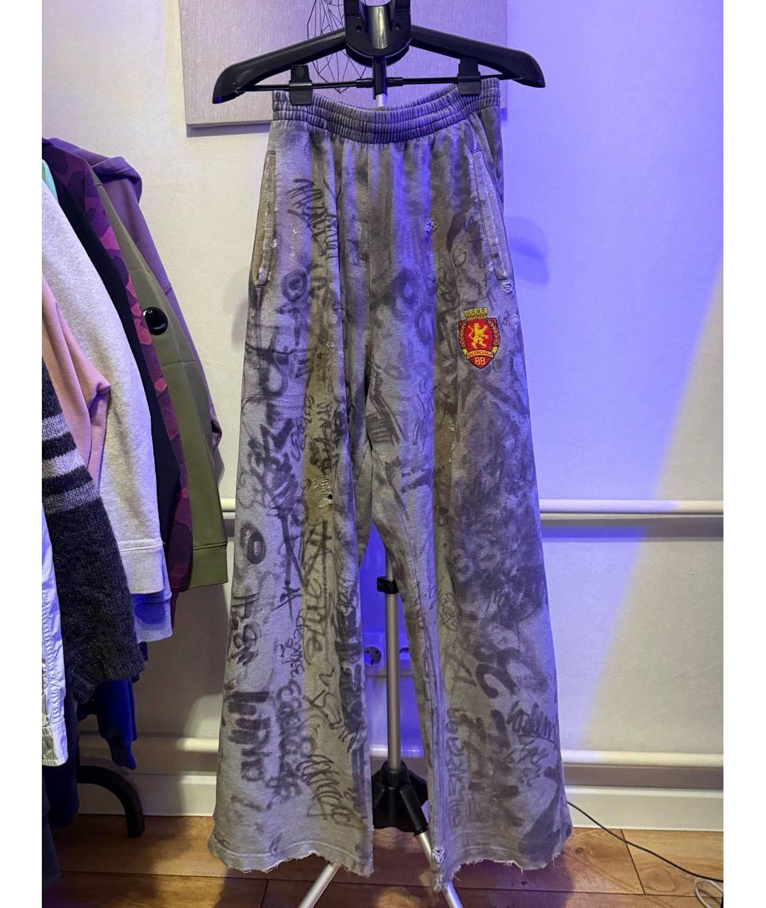 BALENCIAGA Серые хлопковые спортивные брюки и шорты, фото 3