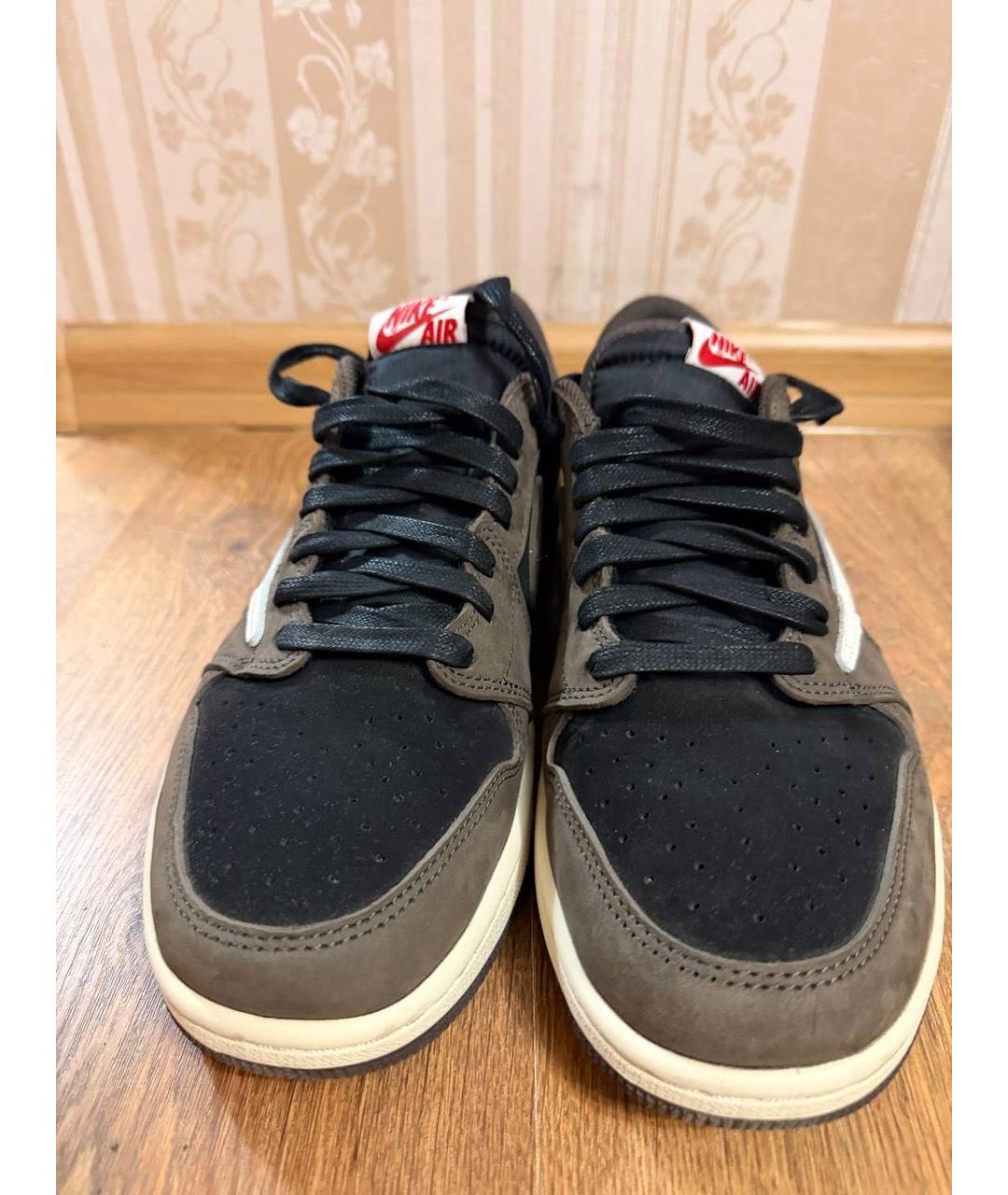 NIKE Коричневые кожаные низкие кроссовки / кеды, фото 3