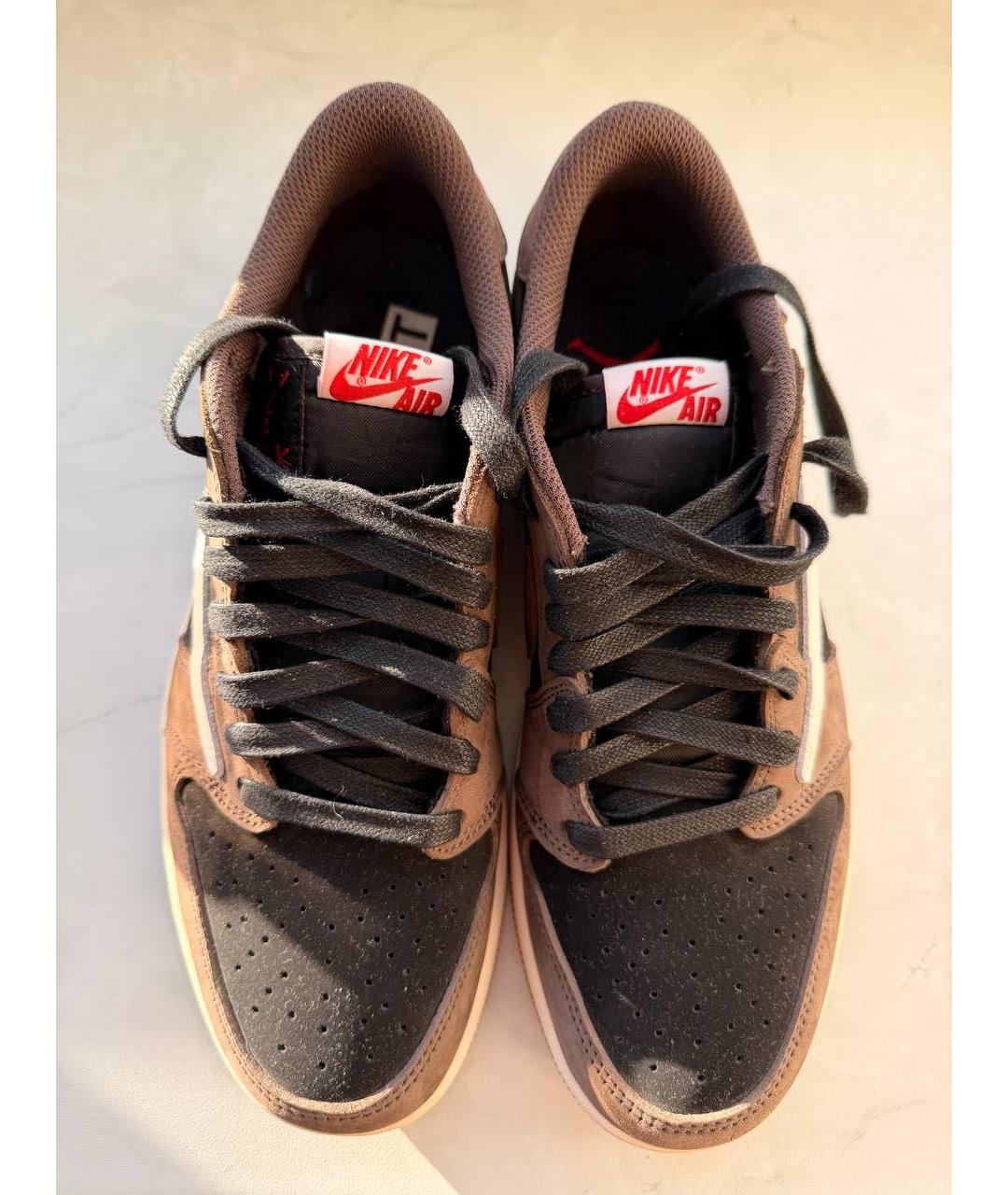 NIKE Коричневые кожаные низкие кроссовки / кеды, фото 2