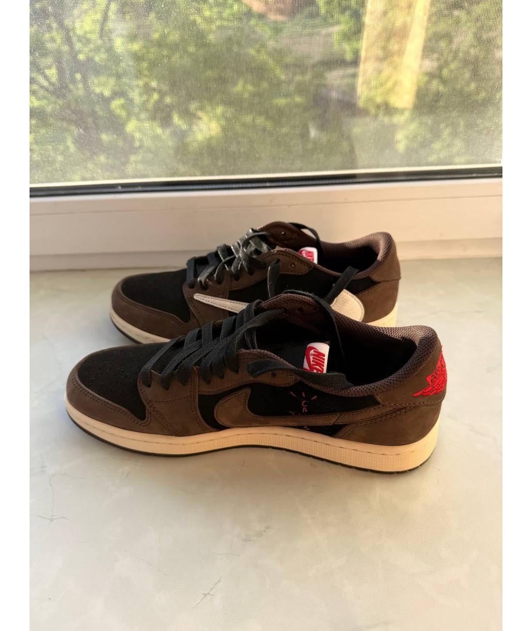 NIKE Коричневые кожаные низкие кроссовки / кеды, фото 9