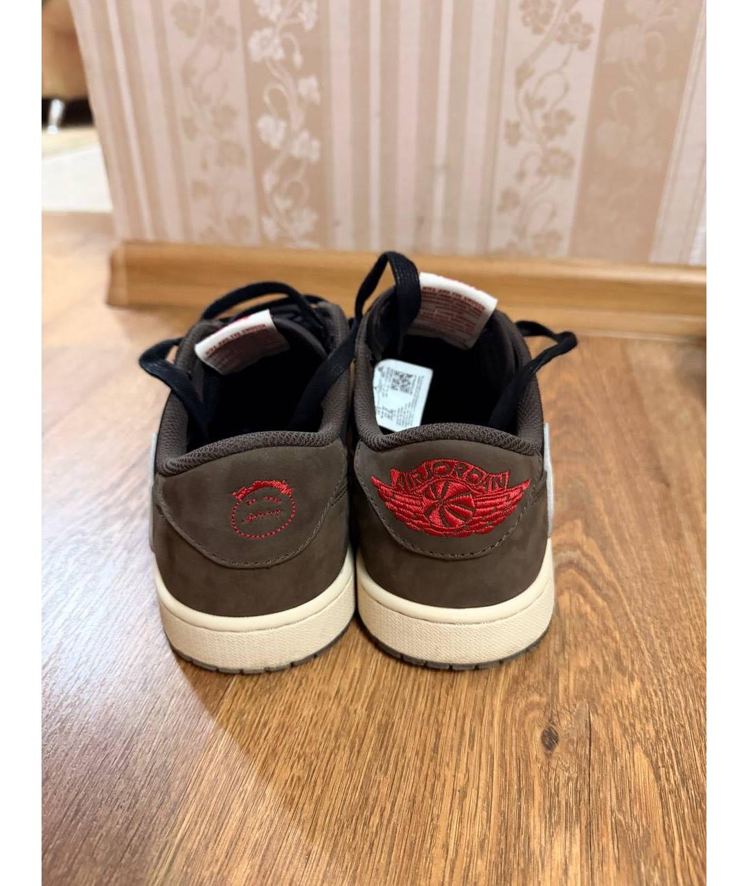 NIKE Коричневые кожаные низкие кроссовки / кеды, фото 4
