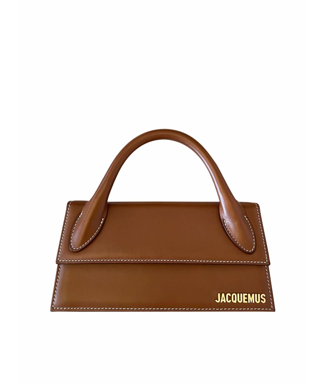JACQUEMUS Коричневая кожаная сумка с короткими ручками, фото 7