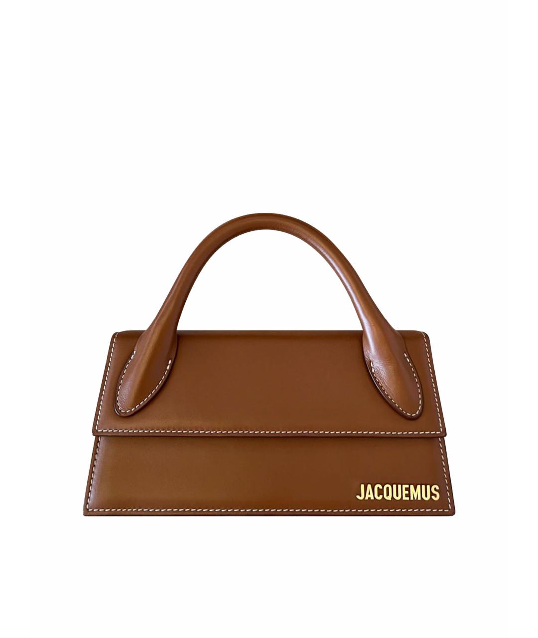JACQUEMUS Коричневая кожаная сумка с короткими ручками, фото 1