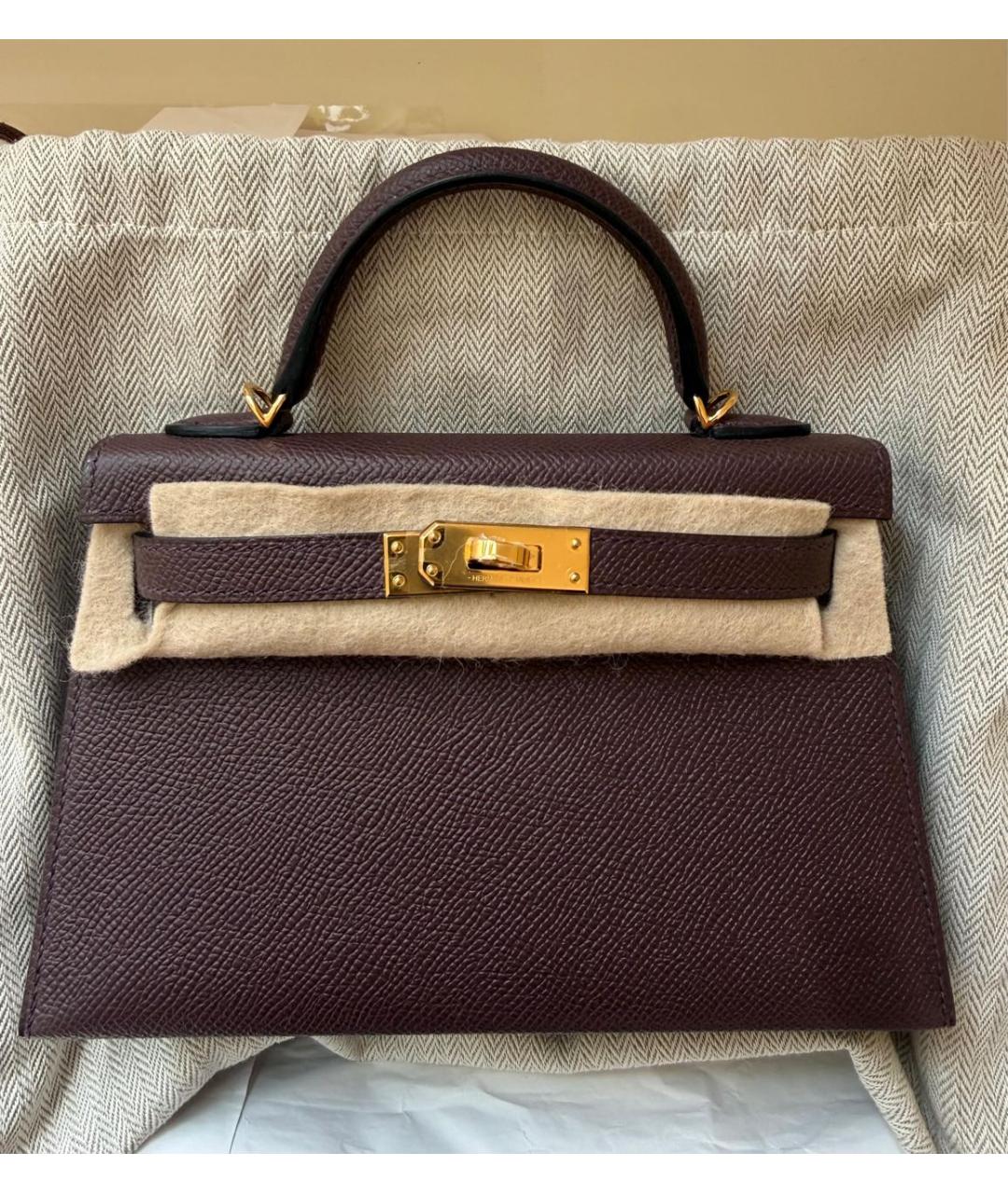 HERMES Бордовая кожаная сумка через плечо, фото 7
