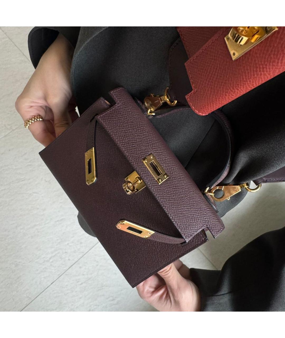 HERMES Бордовая кожаная сумка через плечо, фото 5