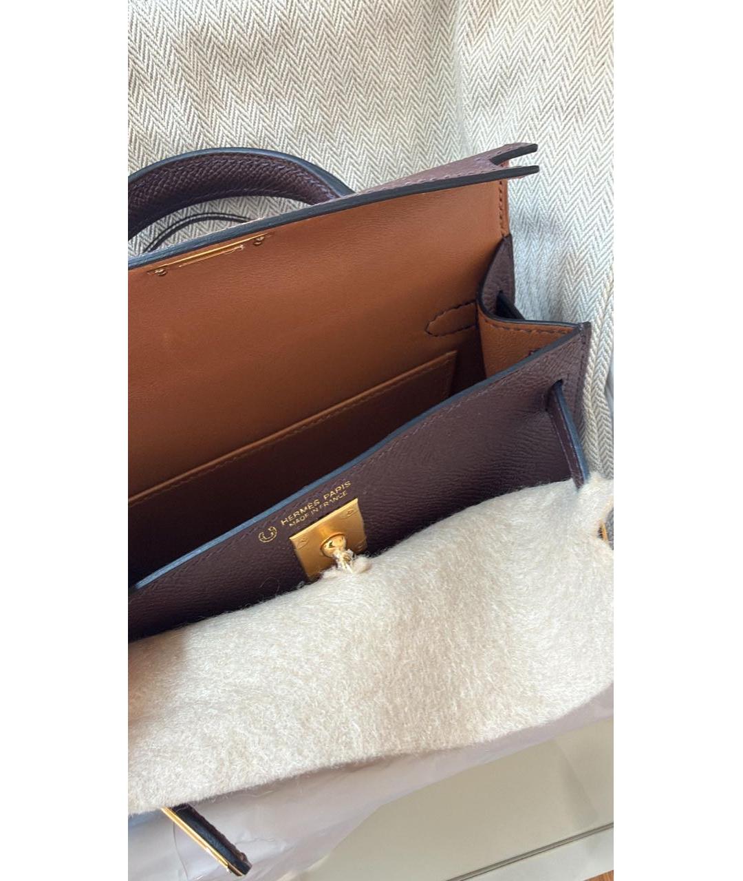 HERMES Бордовая кожаная сумка через плечо, фото 2