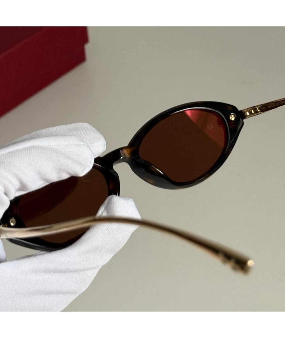 CARTIER Коричневые металлические солнцезащитные очки, фото 6