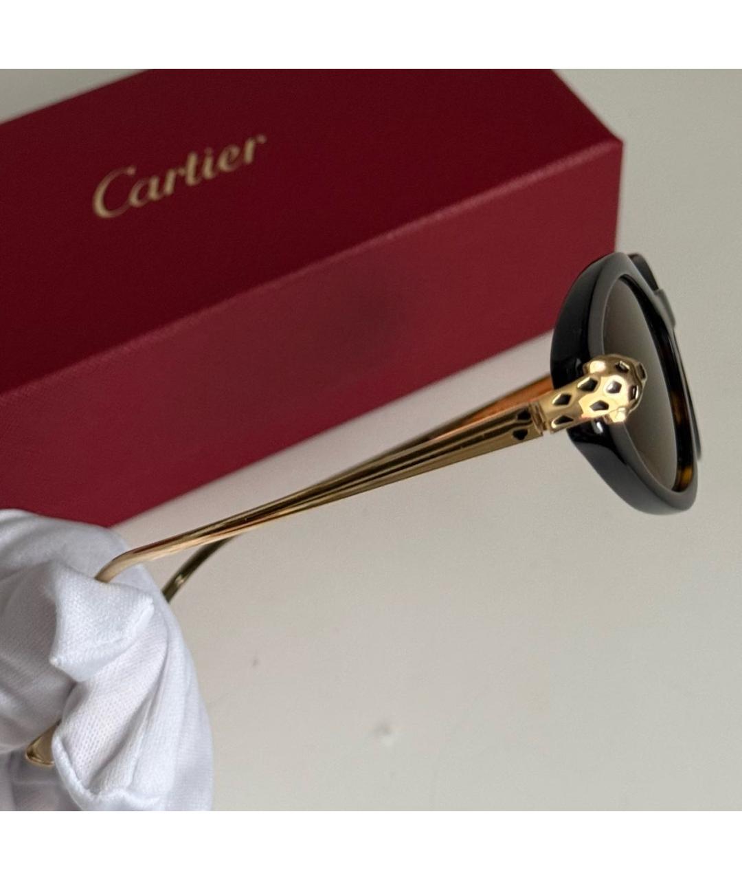 CARTIER Коричневые металлические солнцезащитные очки, фото 7