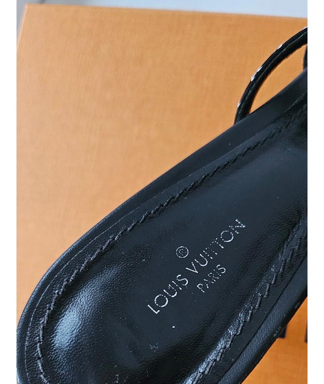 LOUIS VUITTON Черные текстильные мюли, фото 5