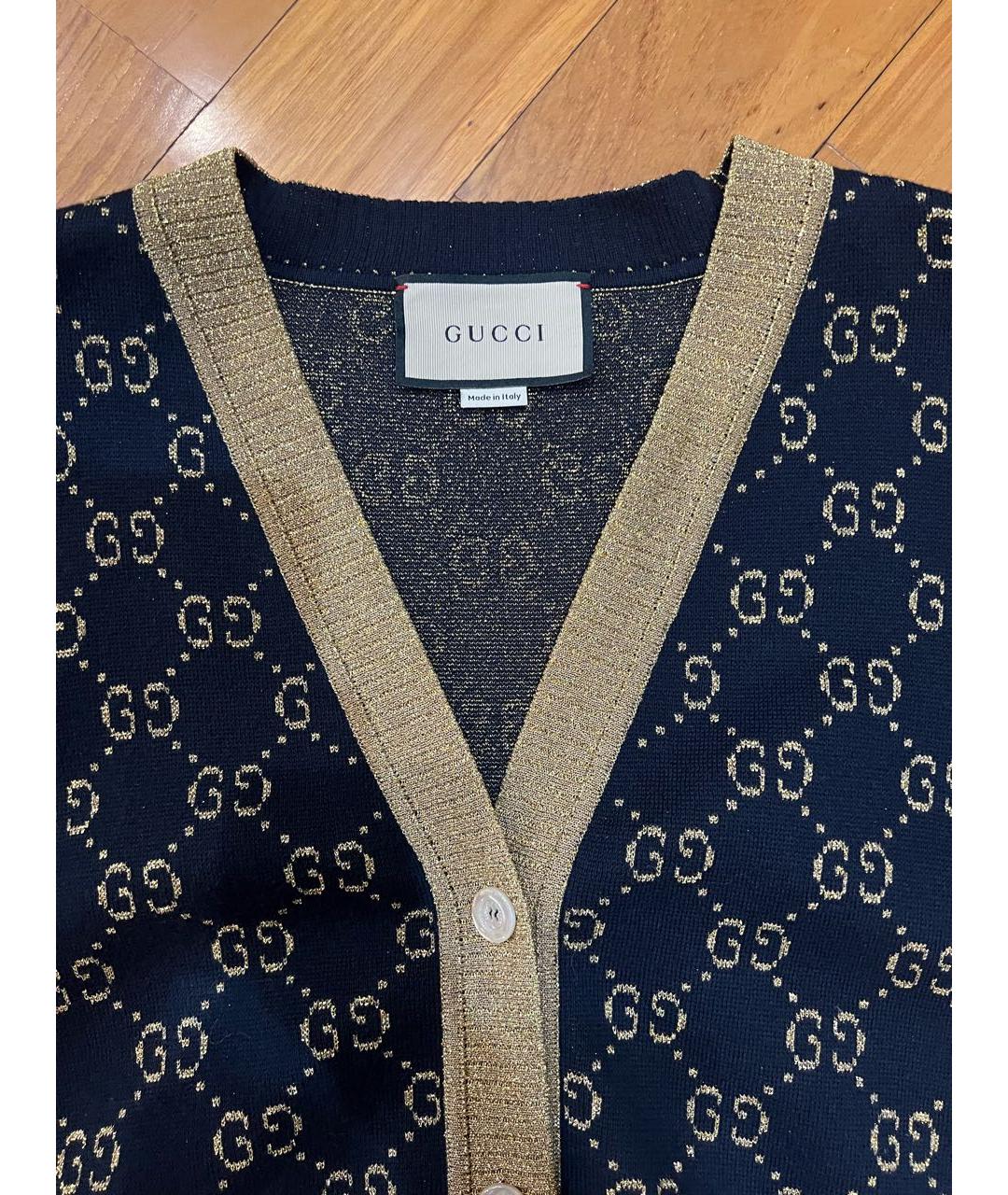GUCCI Темно-синий хлопковый кардиган, фото 3