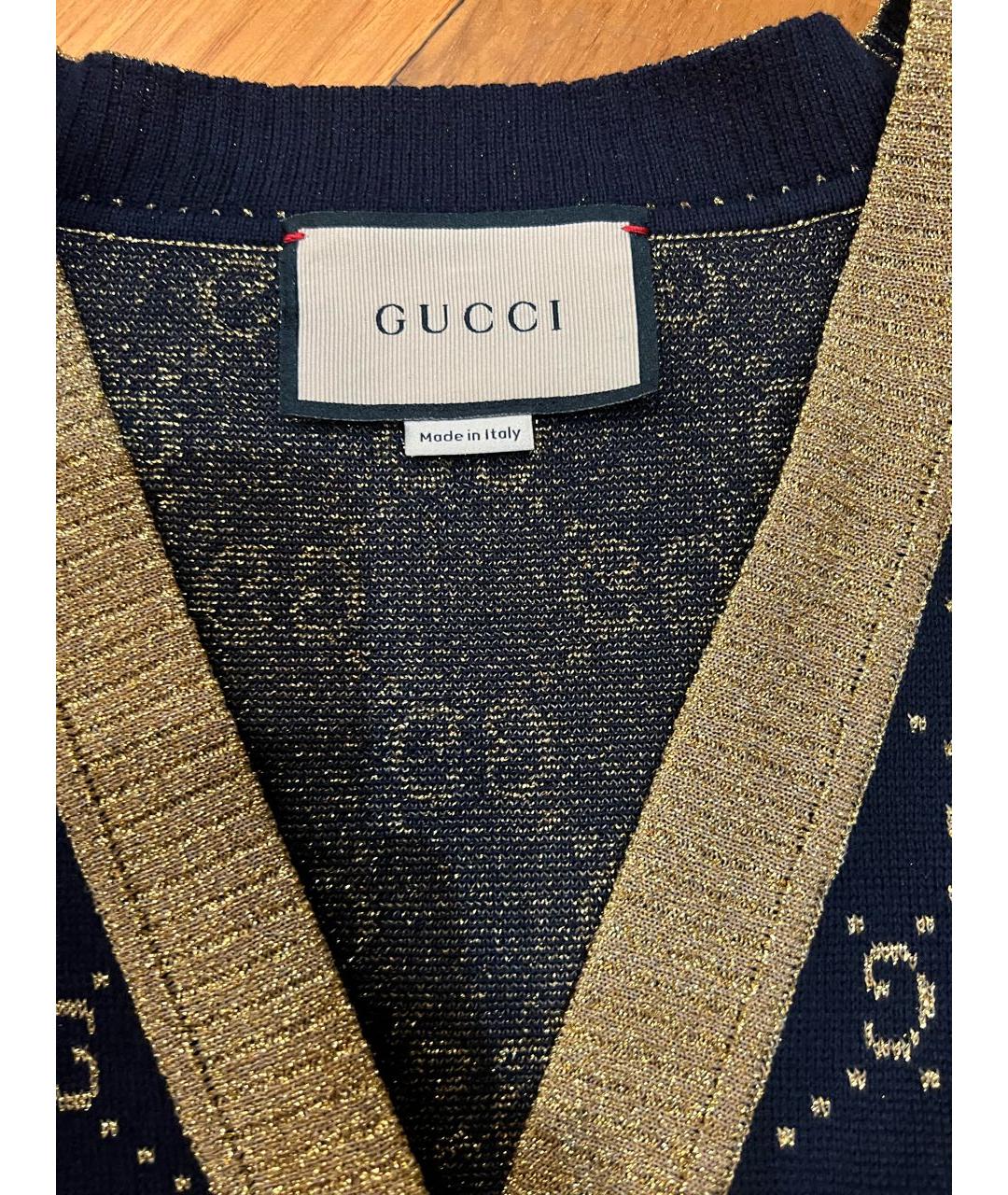 GUCCI Темно-синий хлопковый кардиган, фото 4