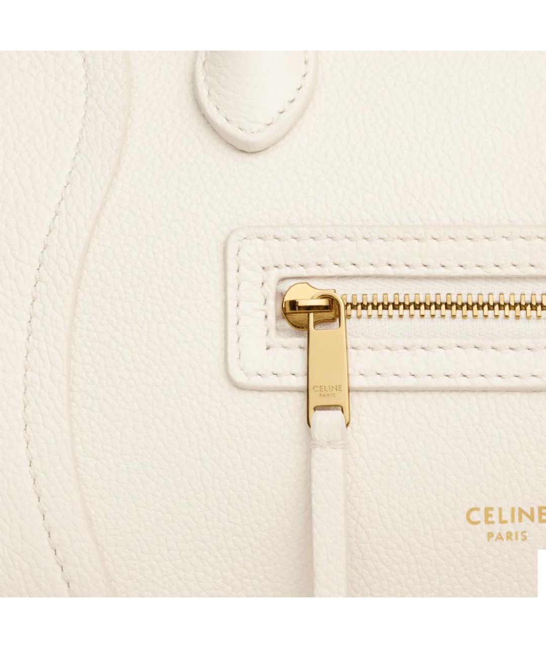 CELINE Белая кожаная сумка тоут, фото 4