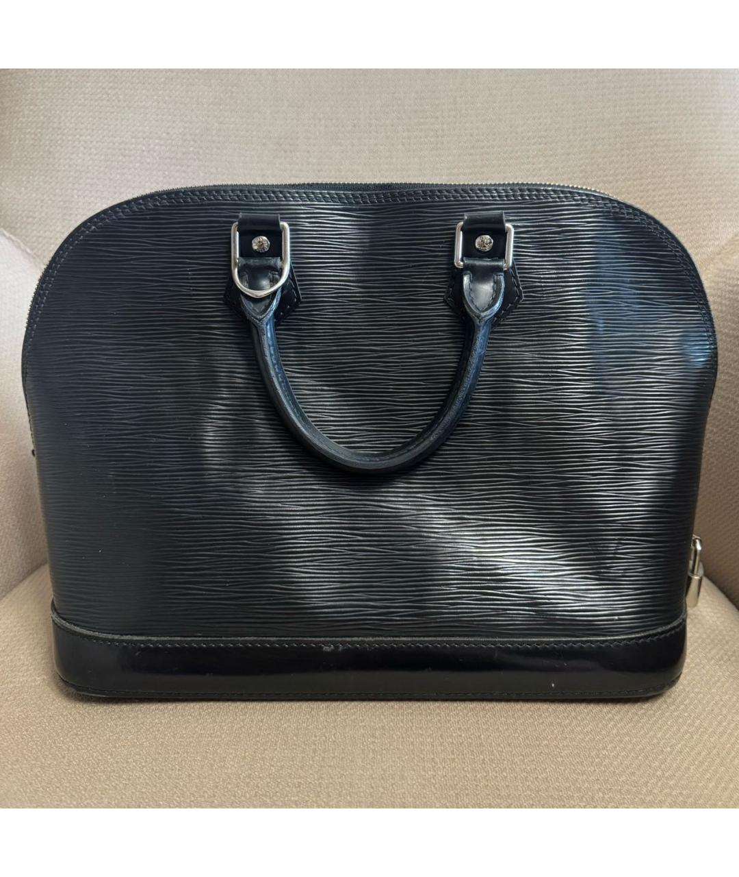 LOUIS VUITTON Черная кожаная сумка с короткими ручками, фото 9