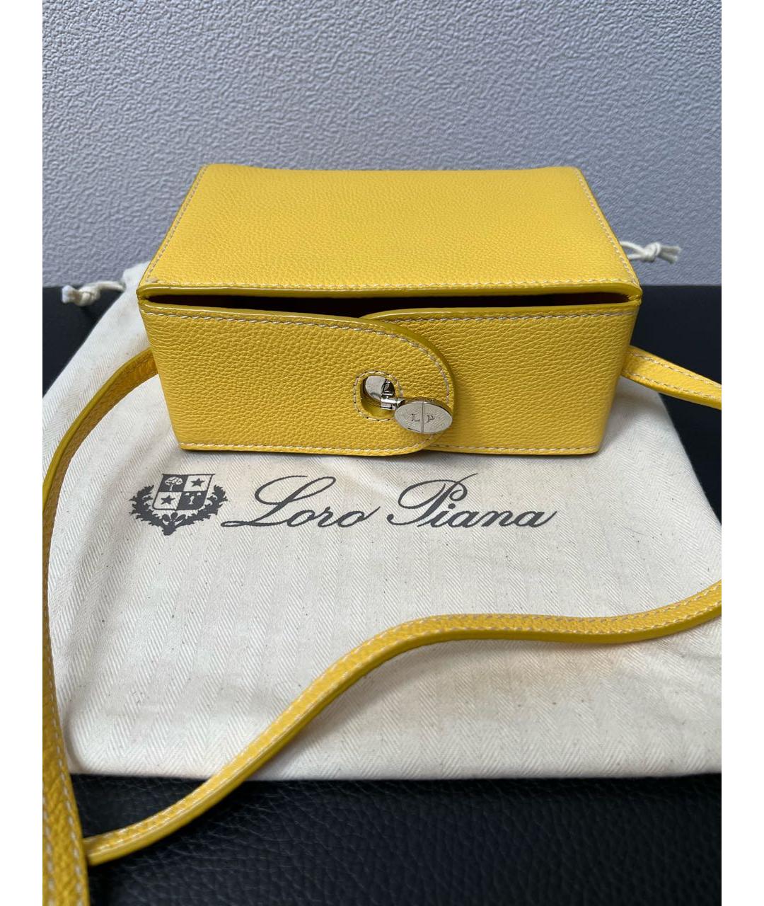 LORO PIANA Желтая кожаная сумка через плечо, фото 2