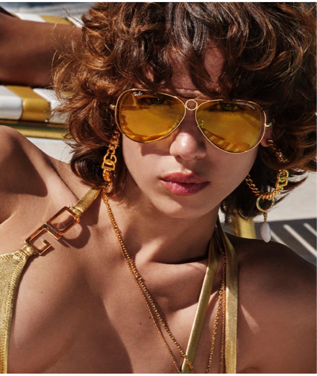 DOLCE&GABBANA Оранжевые металлические солнцезащитные очки, фото 5