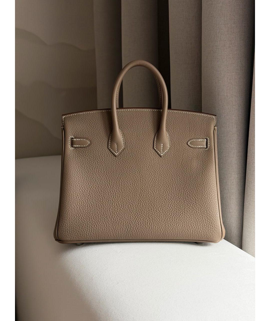 HERMES Коричневая кожаная сумка с короткими ручками, фото 5