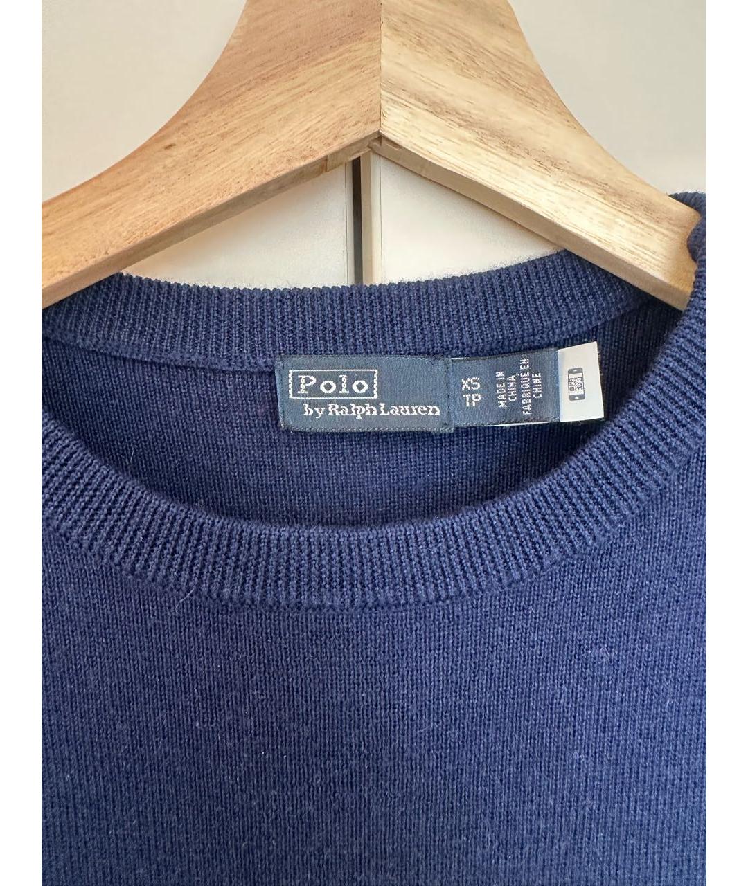 POLO RALPH LAUREN Темно-синее шерстяное повседневное платье, фото 3