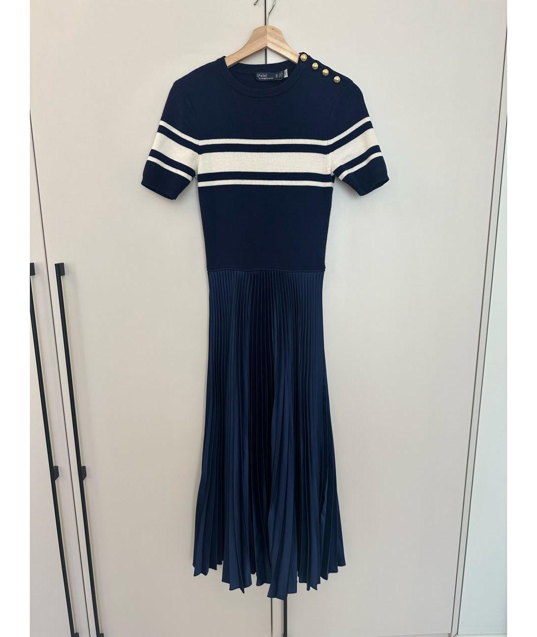 POLO RALPH LAUREN Темно-синее шерстяное повседневное платье, фото 9