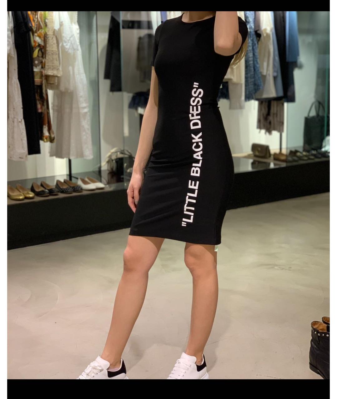 OFF-WHITE Черное вискозное повседневное платье, фото 3