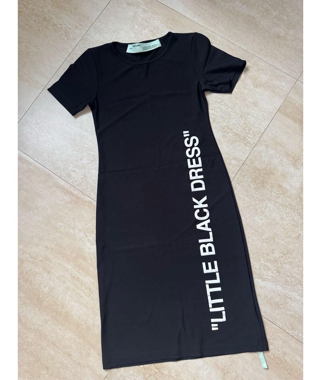 OFF-WHITE Черное вискозное повседневное платье, фото 6