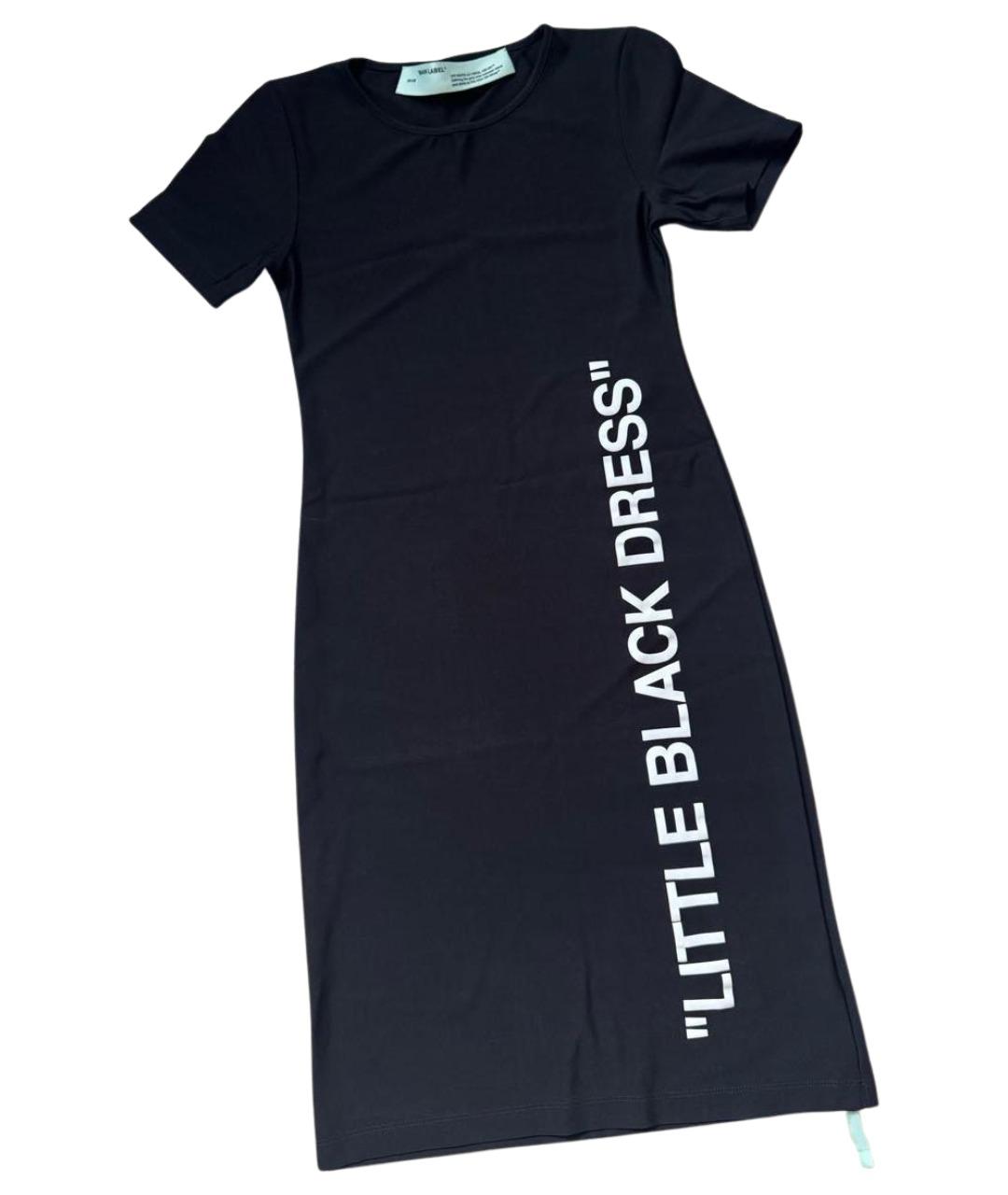 OFF-WHITE Черное вискозное повседневное платье, фото 1