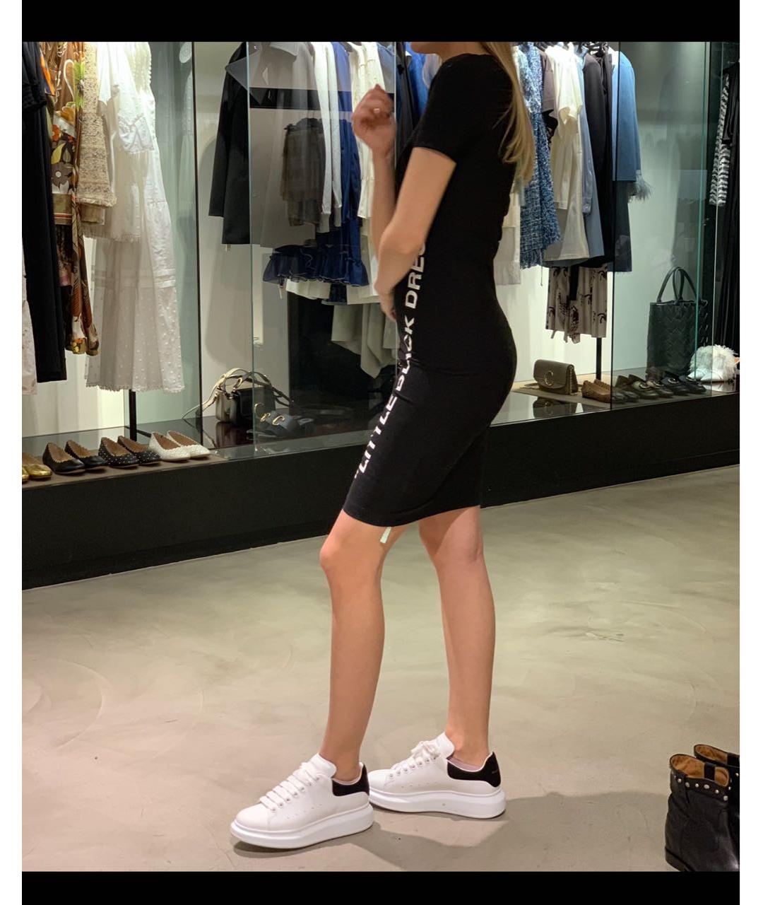OFF-WHITE Черное вискозное повседневное платье, фото 4