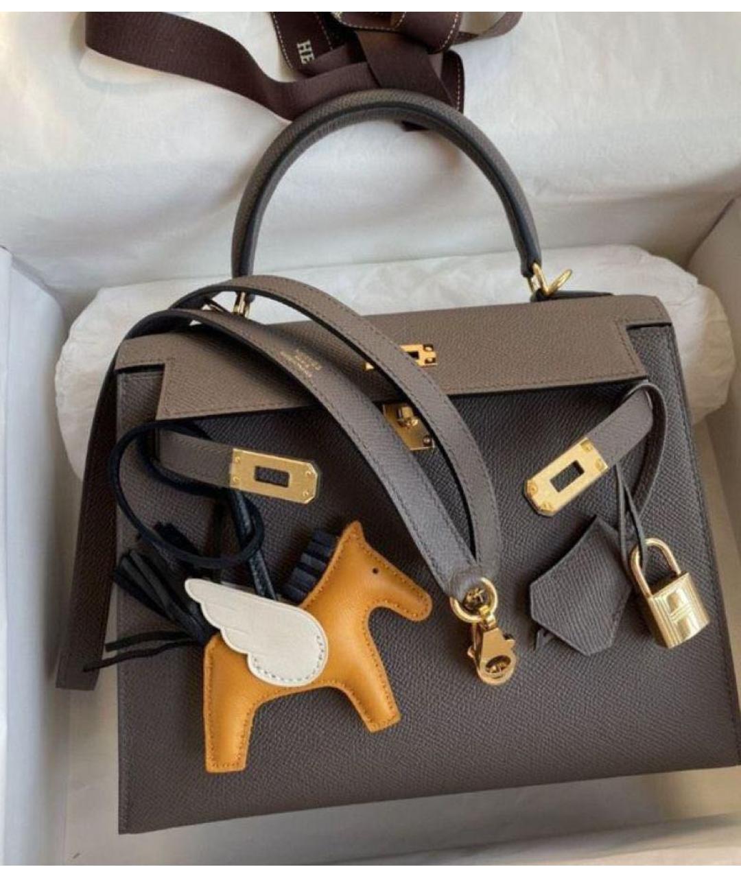 HERMES Коричневая кожаная сумка через плечо, фото 6