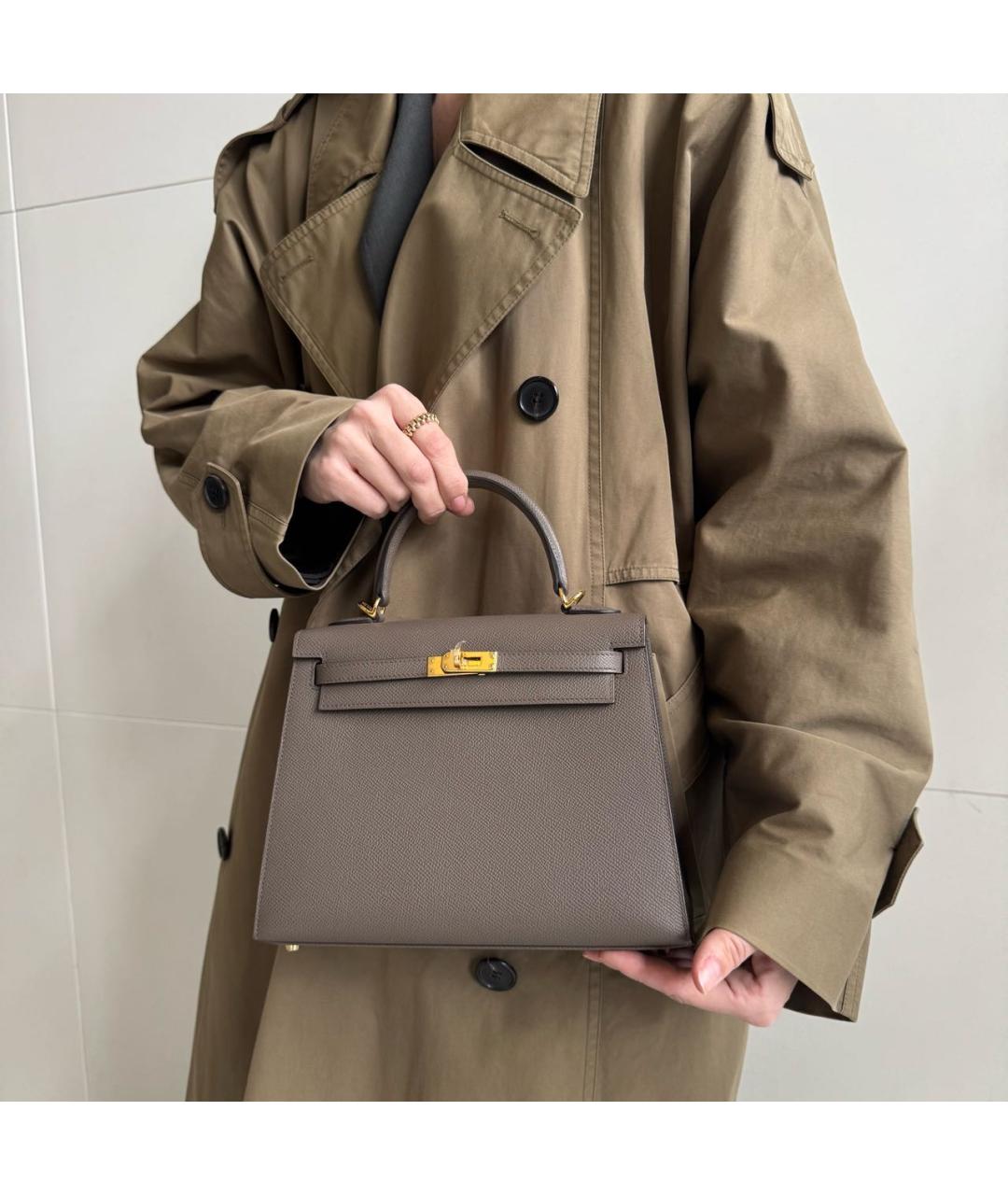 HERMES Коричневая кожаная сумка через плечо, фото 5