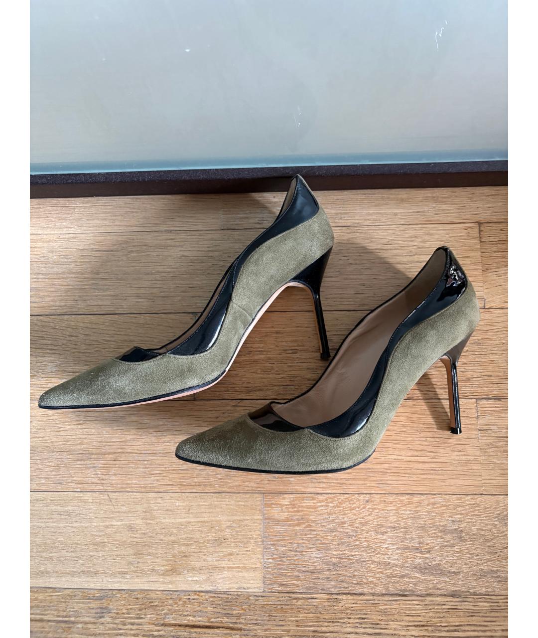 MANOLO BLAHNIK Зеленые замшевые туфли, фото 6