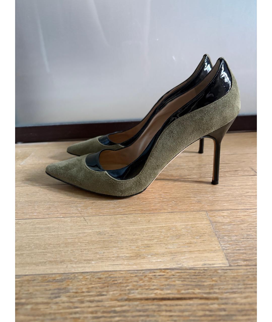 MANOLO BLAHNIK Зеленые замшевые туфли, фото 7