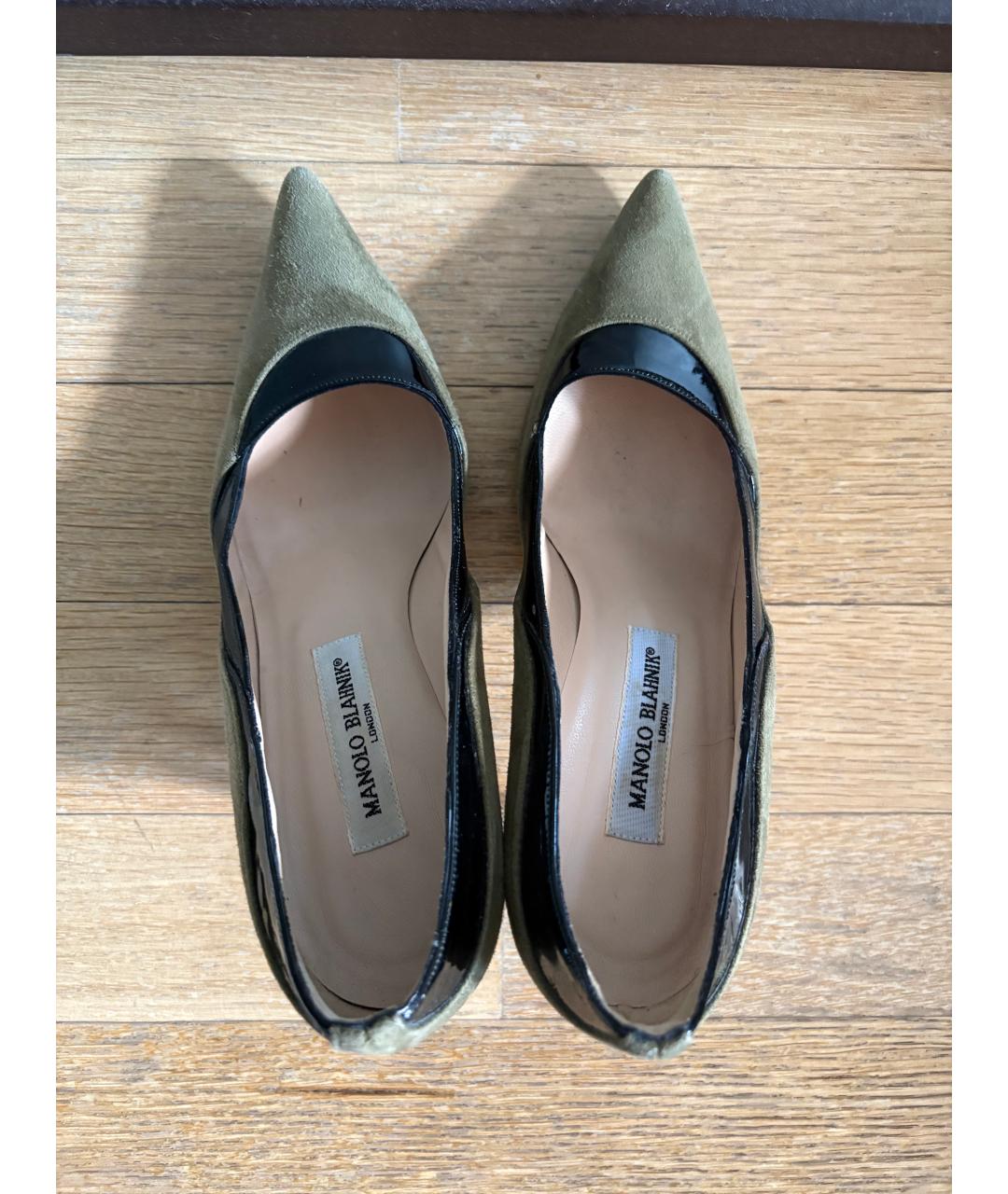 MANOLO BLAHNIK Зеленые замшевые туфли, фото 3