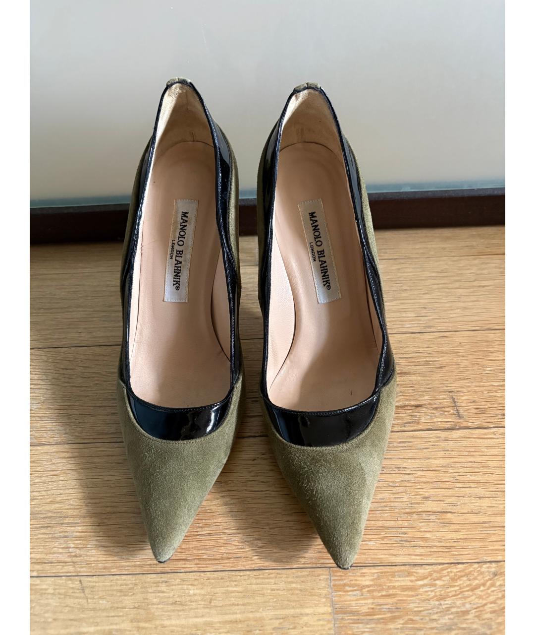 MANOLO BLAHNIK Зеленые замшевые туфли, фото 2