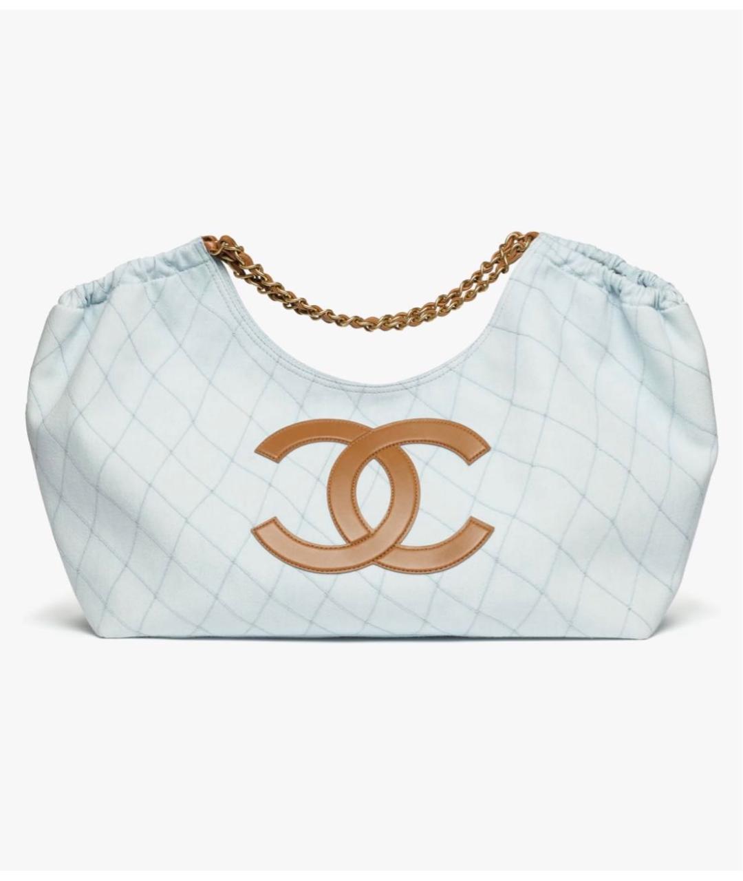 CHANEL Голубая деним сумка тоут, фото 5
