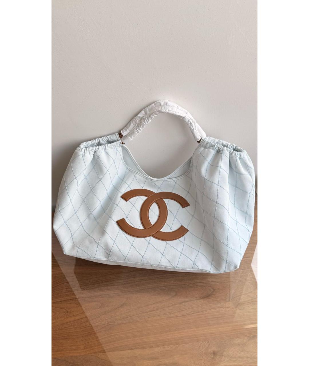 CHANEL Голубая деним сумка тоут, фото 3