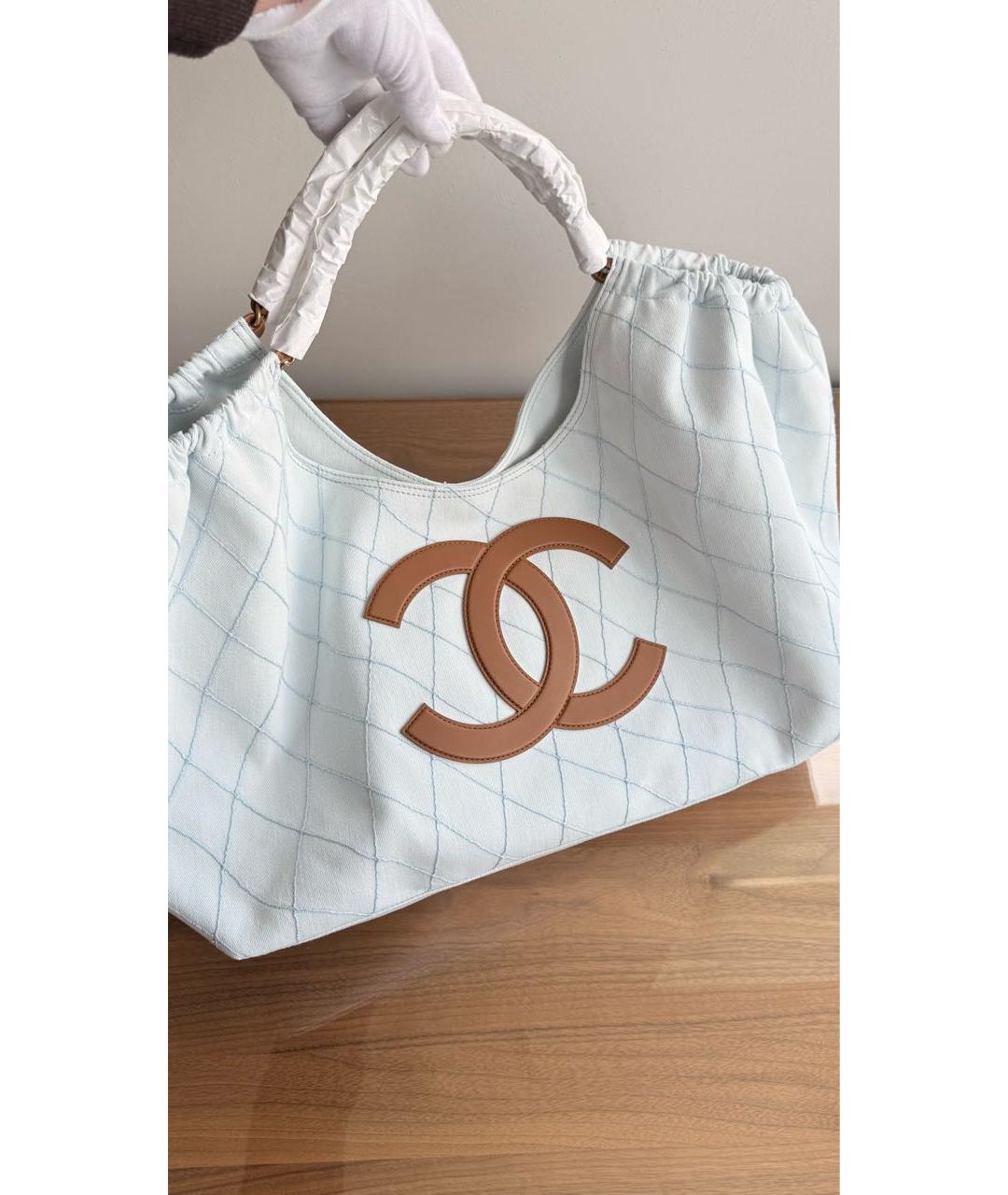 CHANEL Голубая деним сумка тоут, фото 2