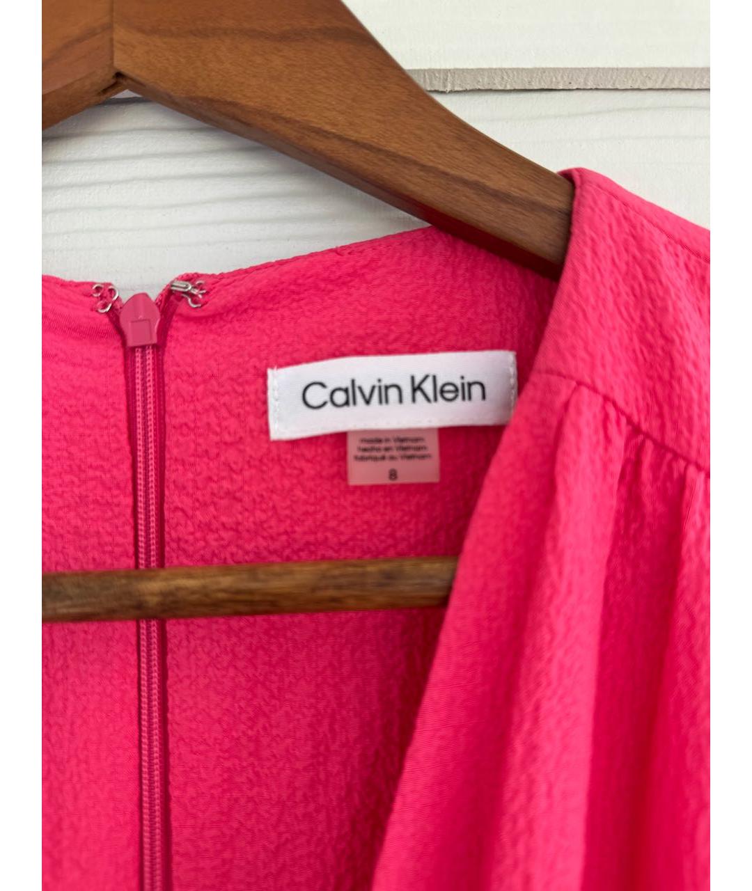 CALVIN KLEIN Коралловое полиэстеровое повседневное платье, фото 3