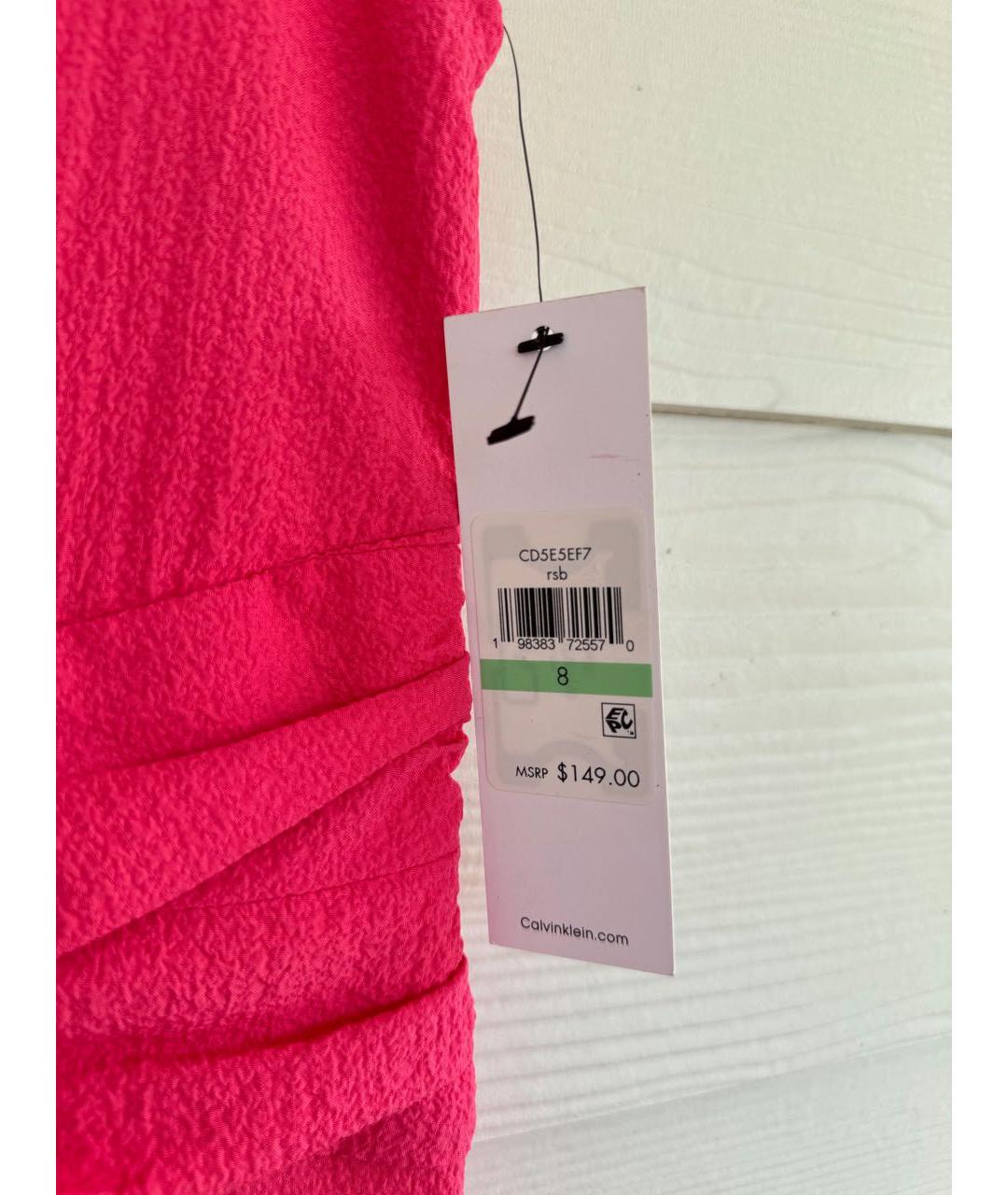 CALVIN KLEIN Коралловое полиэстеровое повседневное платье, фото 4