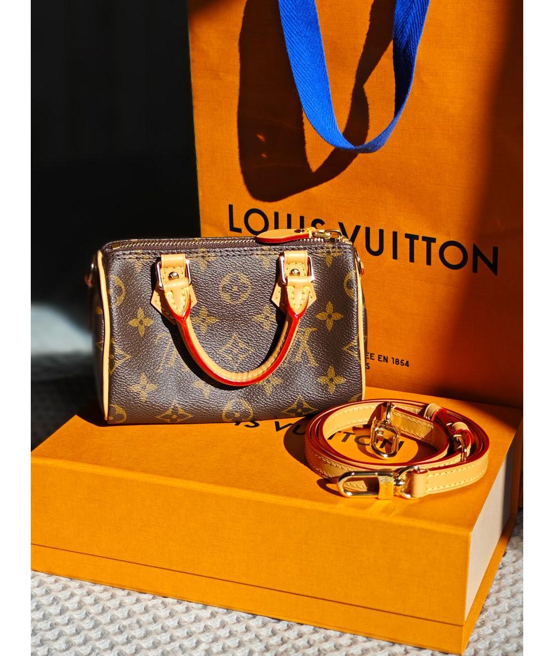 LOUIS VUITTON Коричневая кожаная сумка через плечо, фото 2