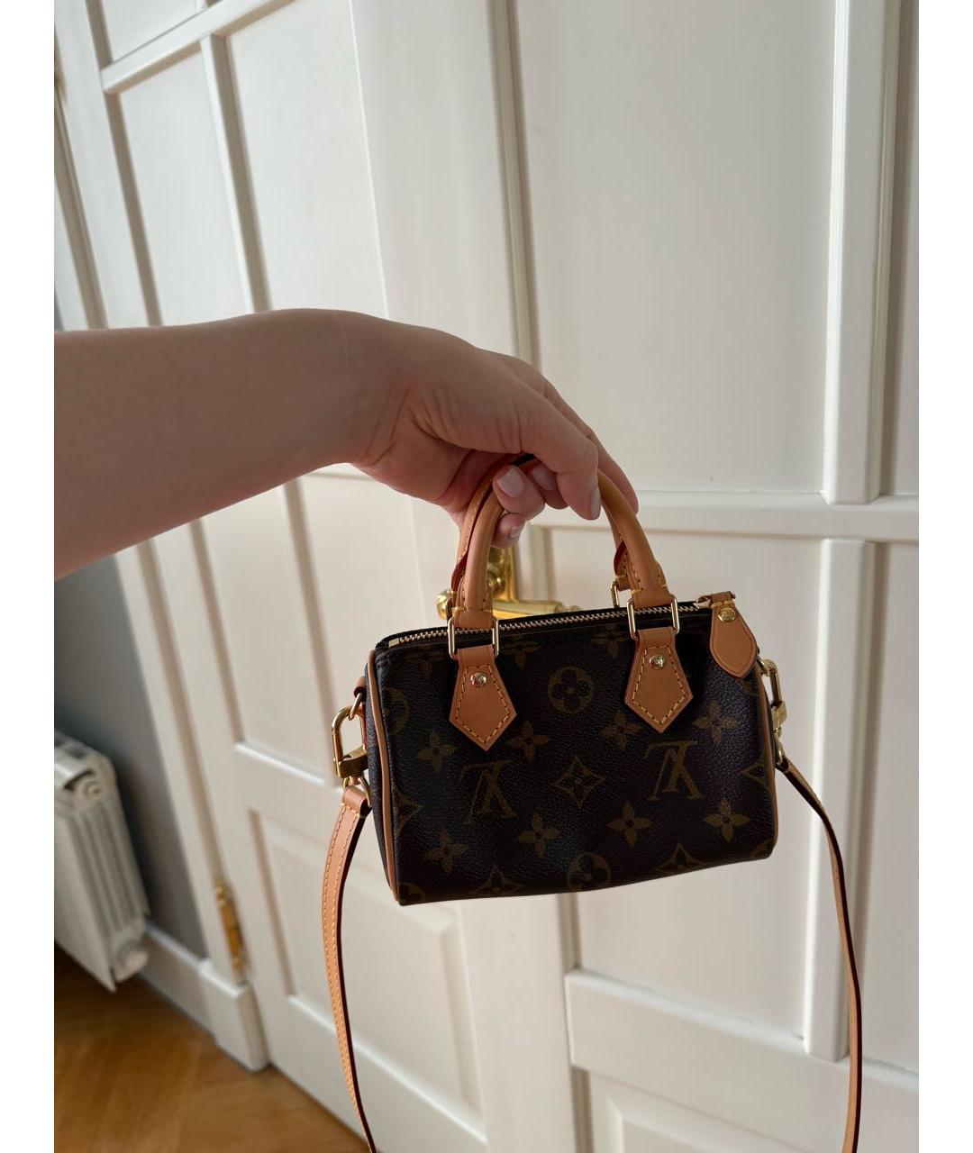 LOUIS VUITTON Коричневая кожаная сумка через плечо, фото 6