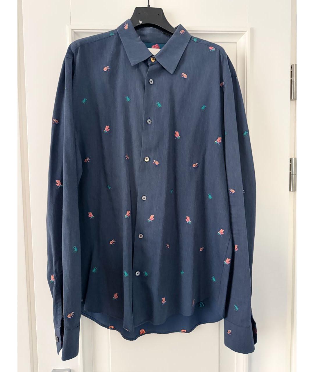 PAUL SMITH Синяя хлопковая кэжуал рубашка, фото 2
