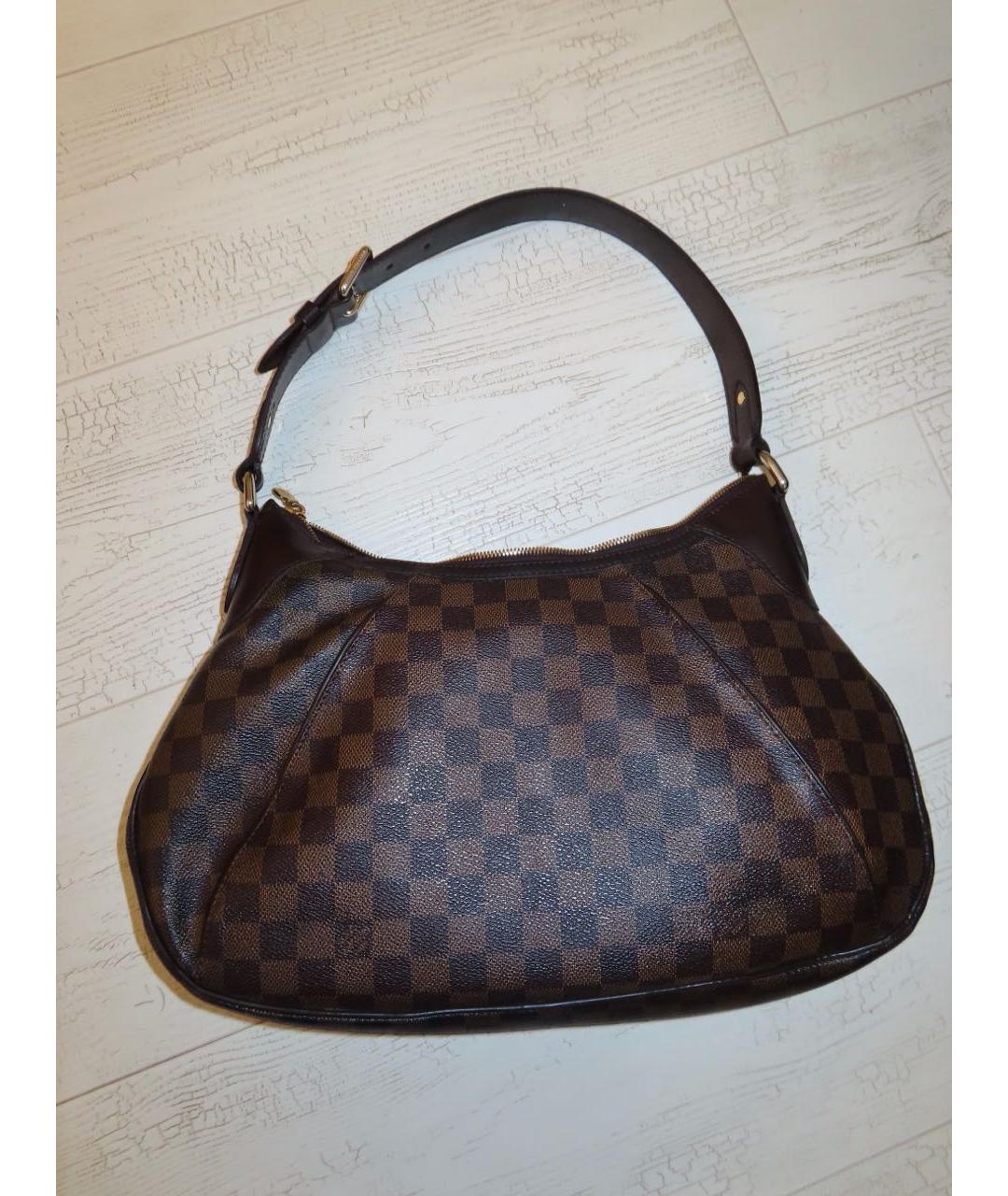 LOUIS VUITTON Коричневая кожаная сумка тоут, фото 7