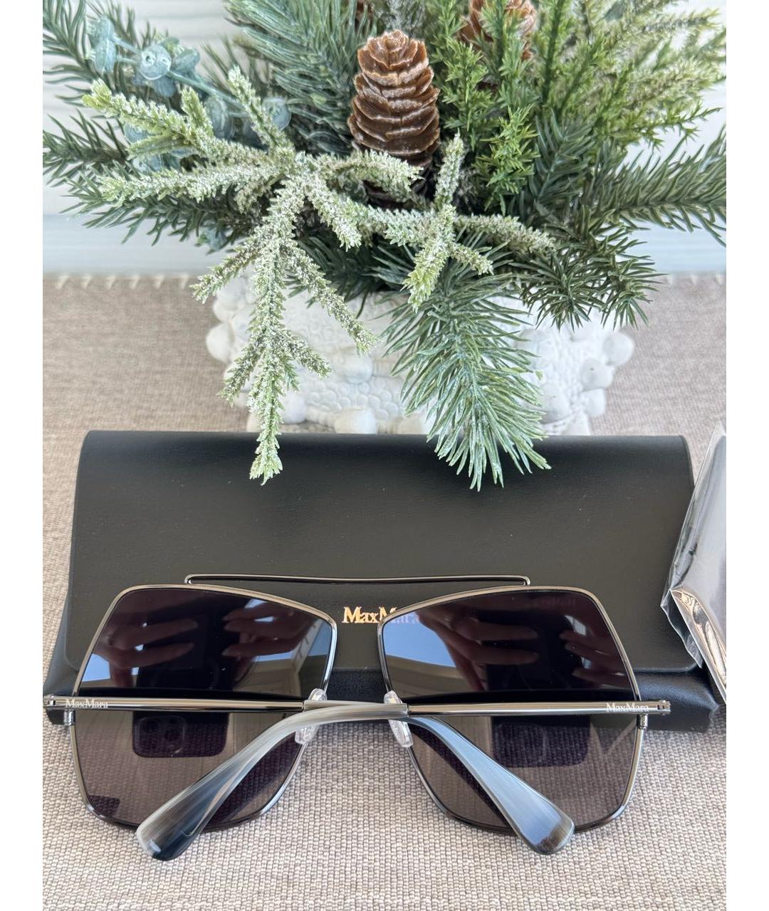MAX MARA Черные металлические солнцезащитные очки, фото 3