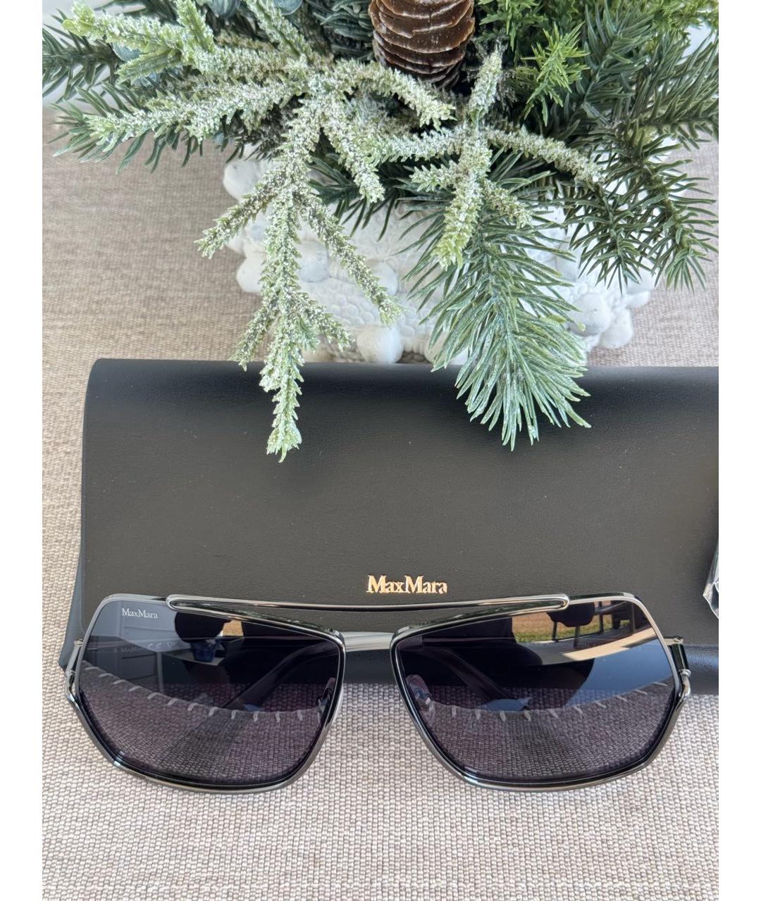 MAX MARA Черные металлические солнцезащитные очки, фото 2
