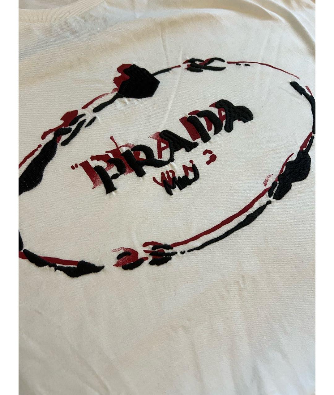 PRADA Белая хлопковая футболка, фото 4