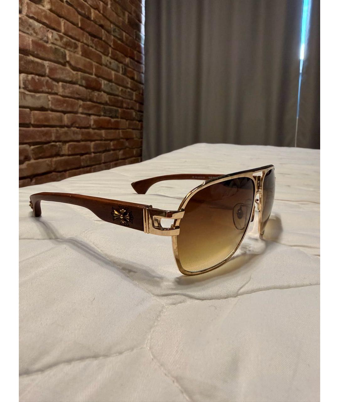 CHROME HEARTS Золотые деревянные солнцезащитные очки, фото 2