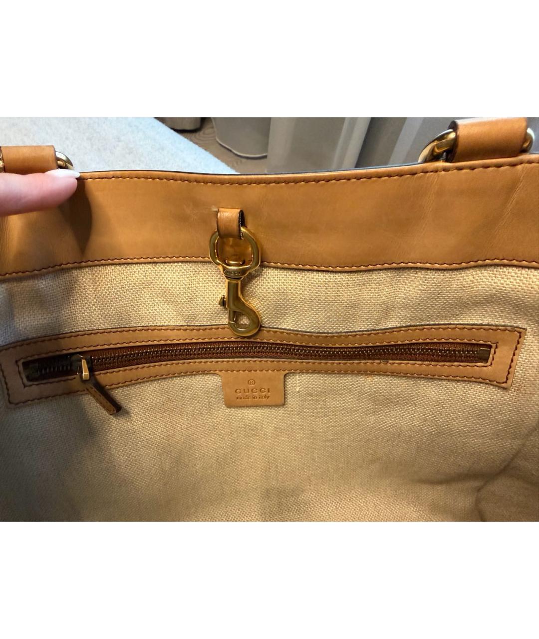 GUCCI Голубая кожаная сумка тоут, фото 5