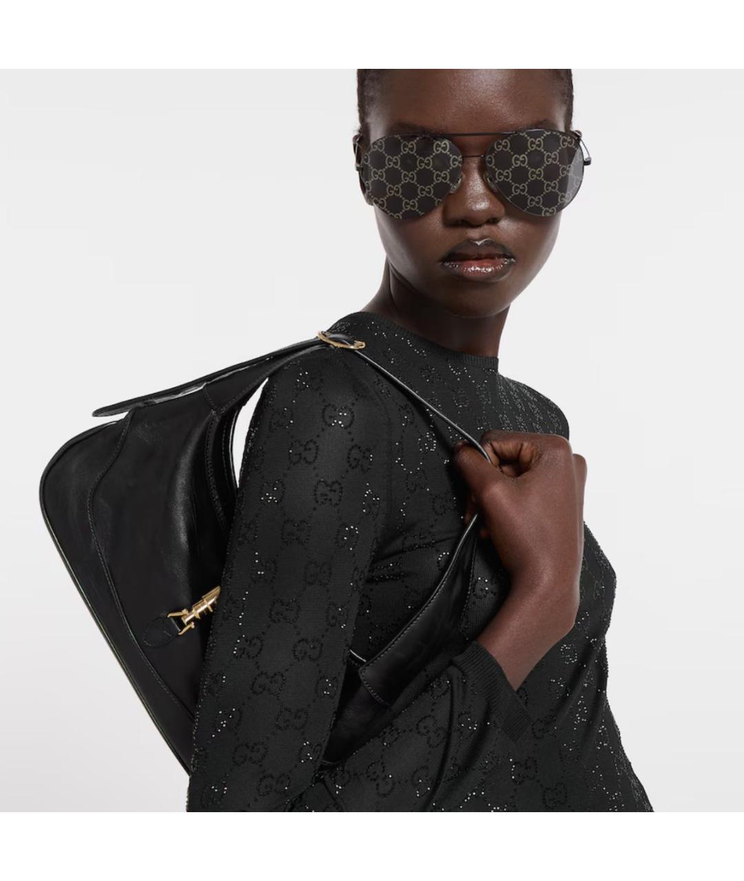 GUCCI Черная кожаная сумка с короткими ручками, фото 3